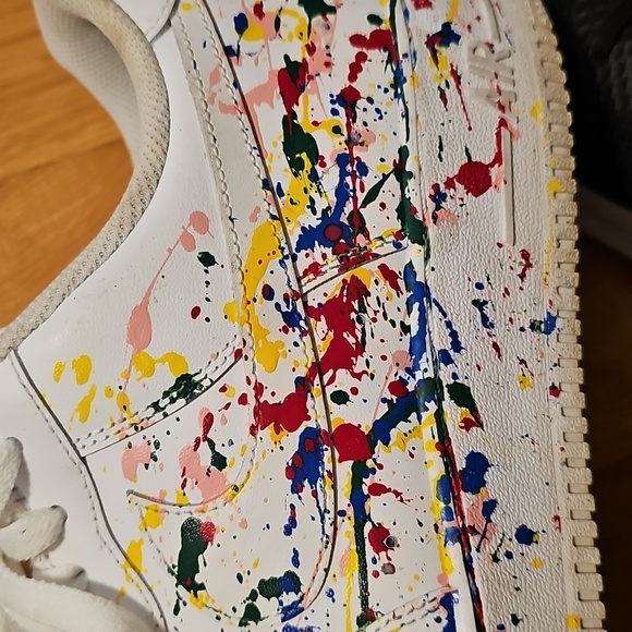 Nike Air Force 1 Mens sneakers with a custom multi-color paint splatter design - Picture 11 of 12